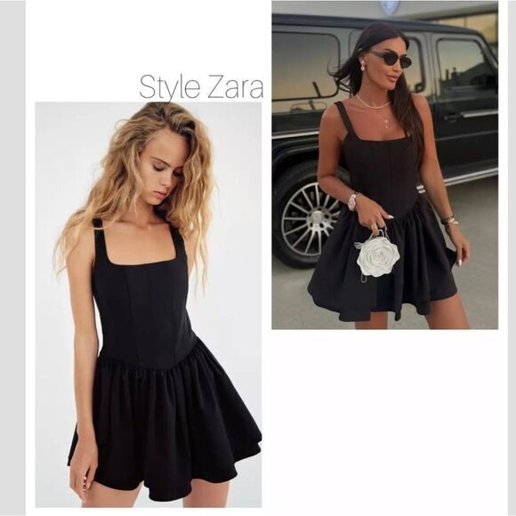 NWT ZARA NEW ZARA 2024โBLACK GATHERED CORSETRY-INSPIRED DRESS 3067/267 800 - Picture 5 of 6